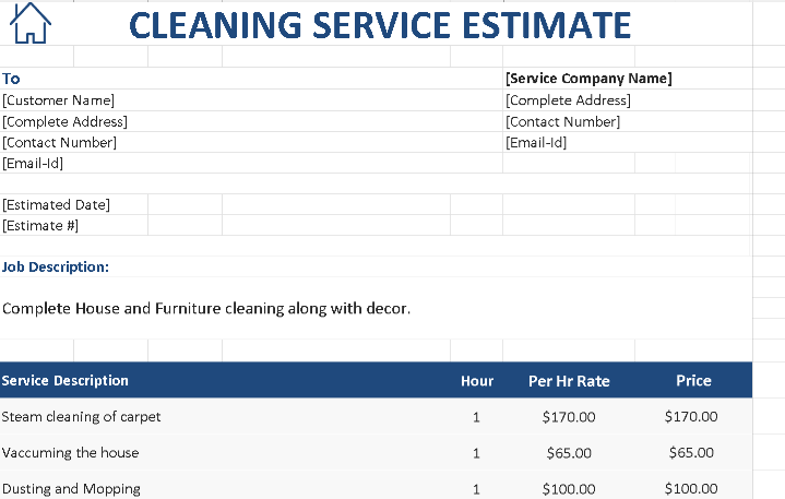 🧼 CLEANING SERVICE ESTIMATE TEMPLATE (EXCEL) ⭐️⭐️⭐️⭐️⭐️