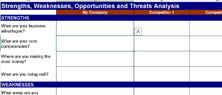 📊 COMPETITIVE SWOT ANALYSIS TEMPLATE (EXCEL) ⭐️⭐️⭐️⭐️⭐️