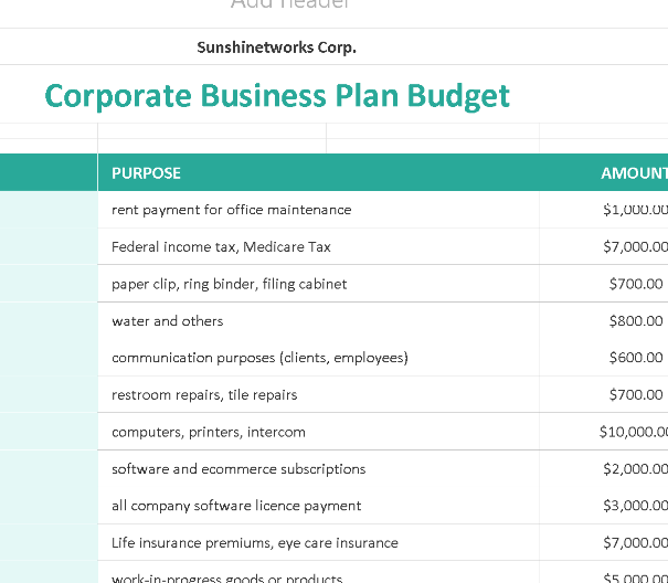 🏢 CORPORATE BUSINESS PLAN BUDGET TEMPLATE (EXCEL) ⭐️⭐️⭐️⭐️⭐️