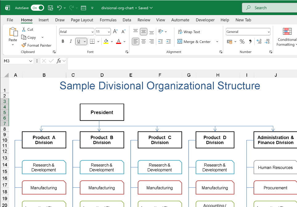 🏢 DIVISIONAL ORG CHART TEMPLATE (EXCEL) ⭐️⭐️⭐️⭐️⭐️