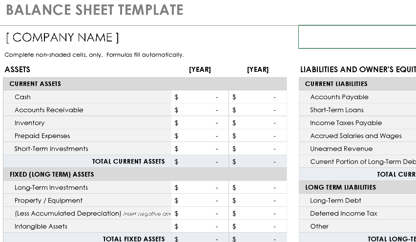 📊 BALANCE SHEET TEMPLATE — INCLUDES CHART Excel Spreadsheet ⭐⭐⭐⭐⭐ (5.0)
