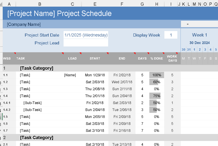 📊 GANTT CHART TEMPLATE — INCLUDES CHART Excel Template ⭐⭐⭐⭐⭐