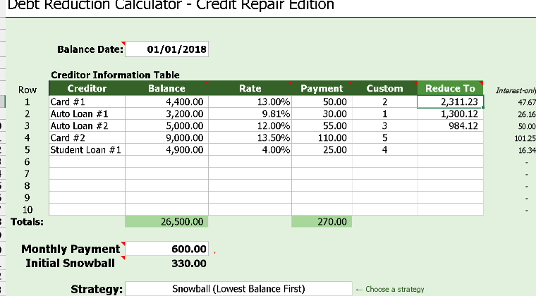 📊 CREDIT REPAIR CALCULATOR — INCLUDES CHART Excel Template ⭐⭐⭐⭐⭐