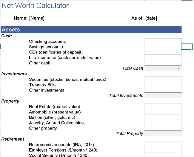 📊 NET WORTH CALCULATOR — INCLUDES CHART Excel Template ⭐⭐⭐⭐⭐