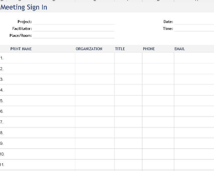 📊 MEETING SIGN-IN SHEET Excel Template ⭐⭐⭐⭐⭐