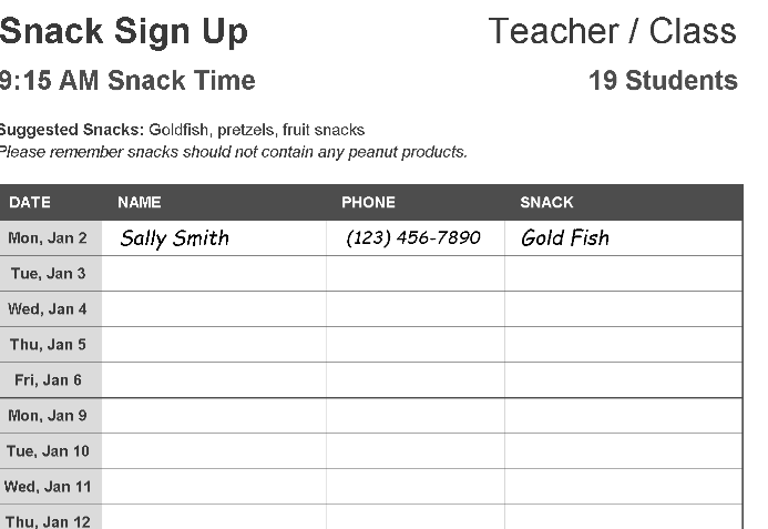 📊 SIGN UP CLASS SHEET Excel Template ⭐⭐⭐⭐⭐